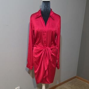 Guess Ayla Tie-Waist Shirt Dress Sz Large